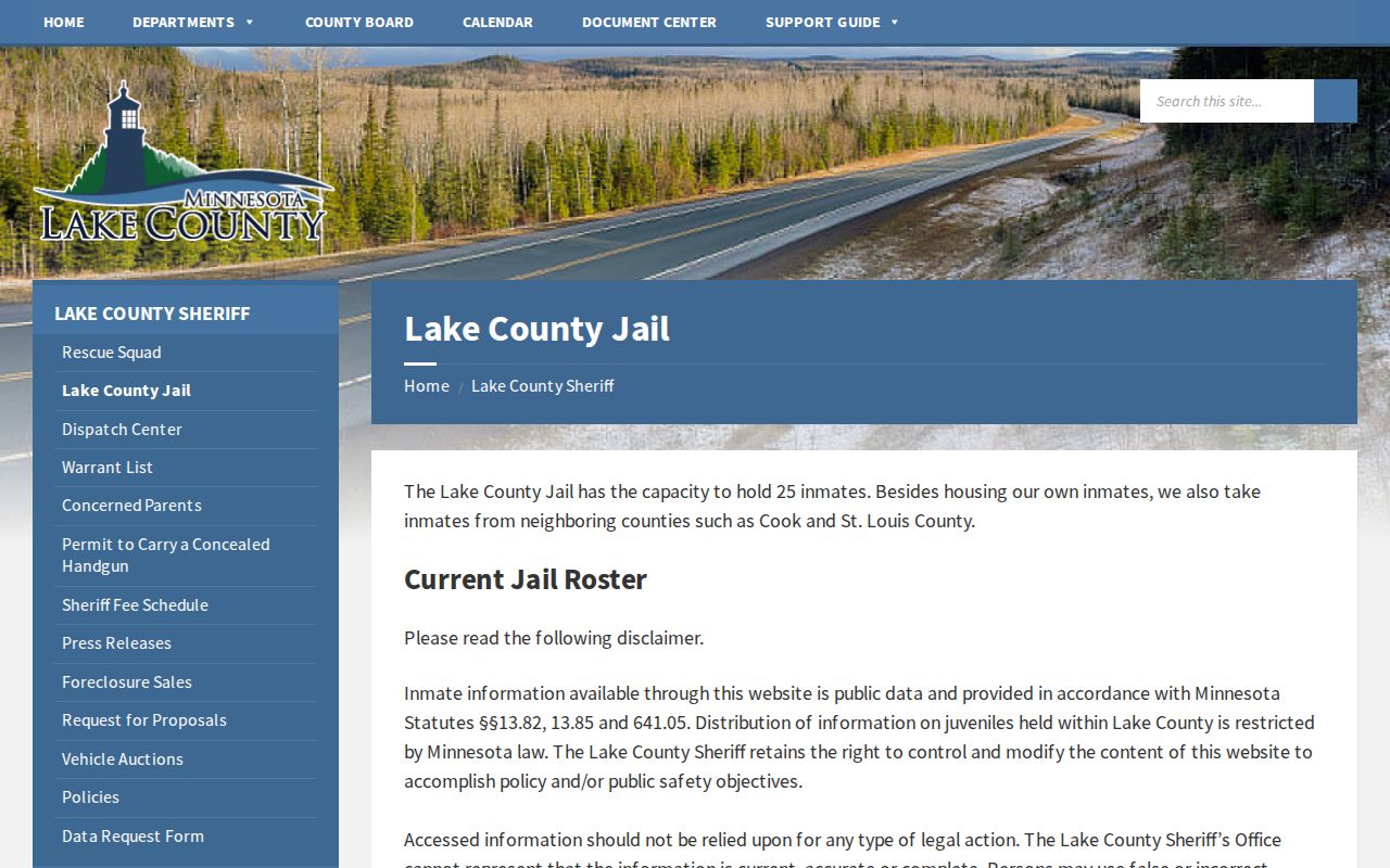 Lake County Jail current roster and released inmate record source